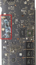 Logicboard-Diagnose auf Komponentenebene – Wasserschaden am MacBook